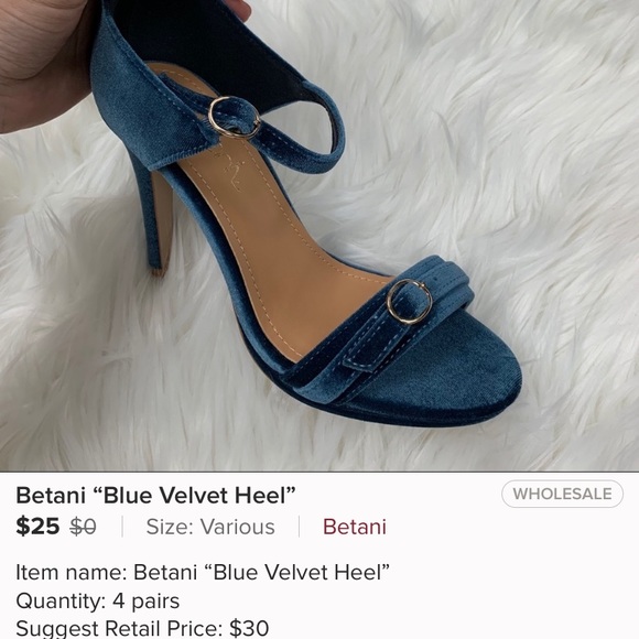Sexy Ankle Strap Blue Velvet 4” Heels - Picture 6 of 6